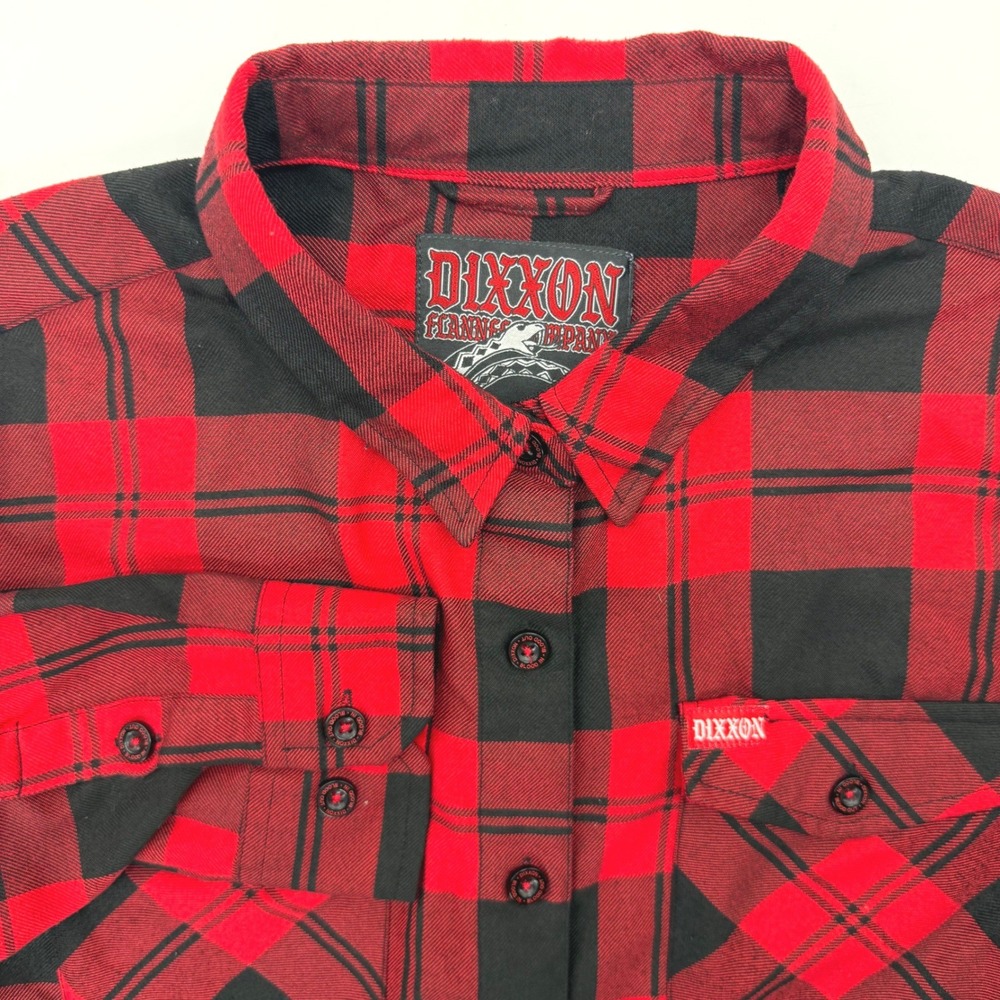 Dixxon Flannel Company Shirt Womens XL Red Miklo Buffalo Plaid D-Tech Button Up